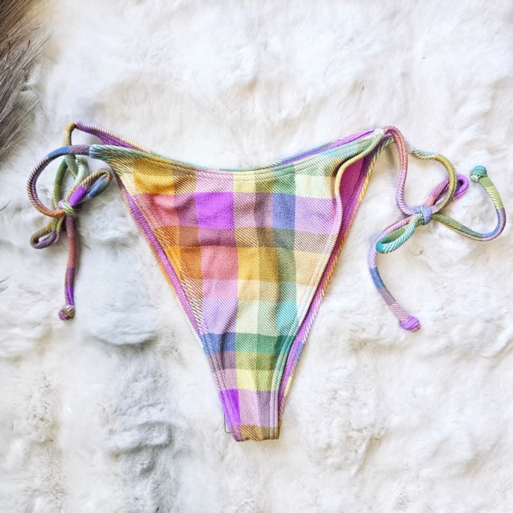 🕊️Billabong Pastel Plaid Bikini Bottom size Large